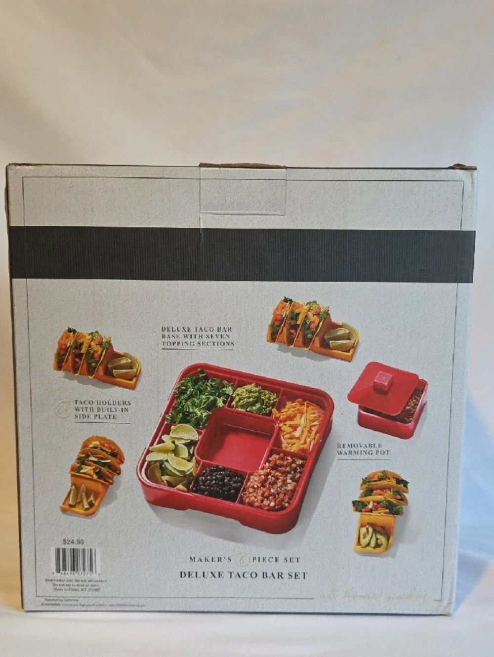 Buen Provecho Red Taco Bar Set with Warming Pot by Mexican Cocina